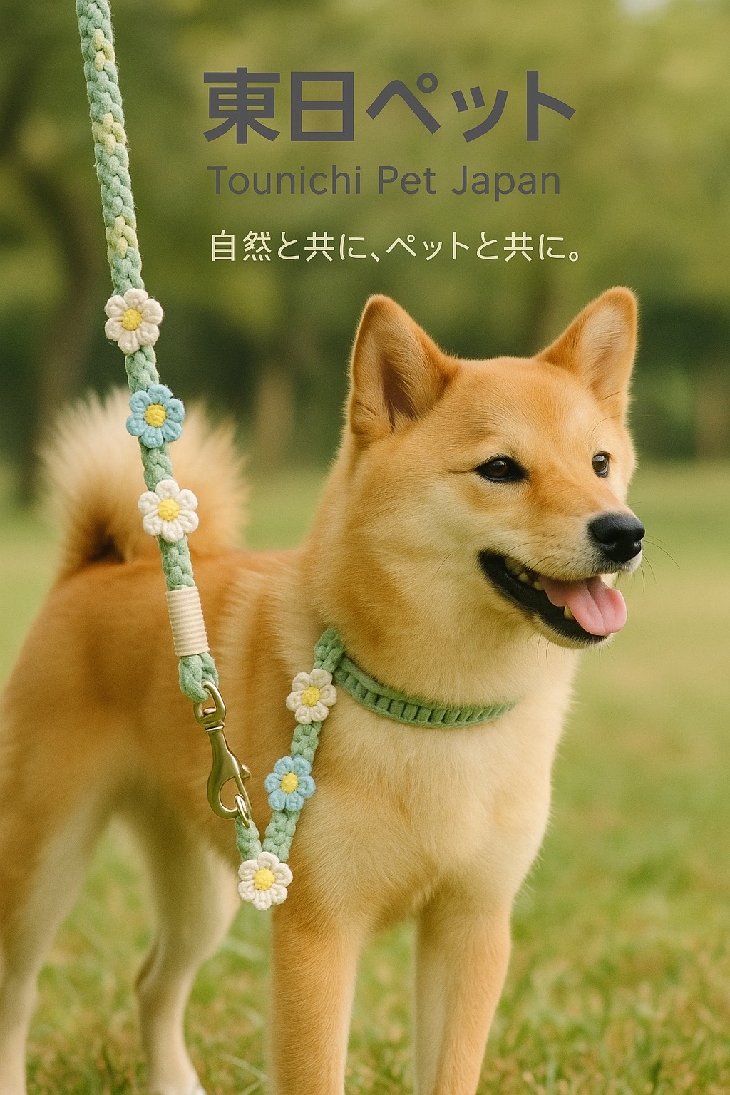 TOUNICHI PET フラワーリードと柴犬
